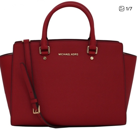Michael Kors Handbags - Michael Kors Red Selma Satchel Bag